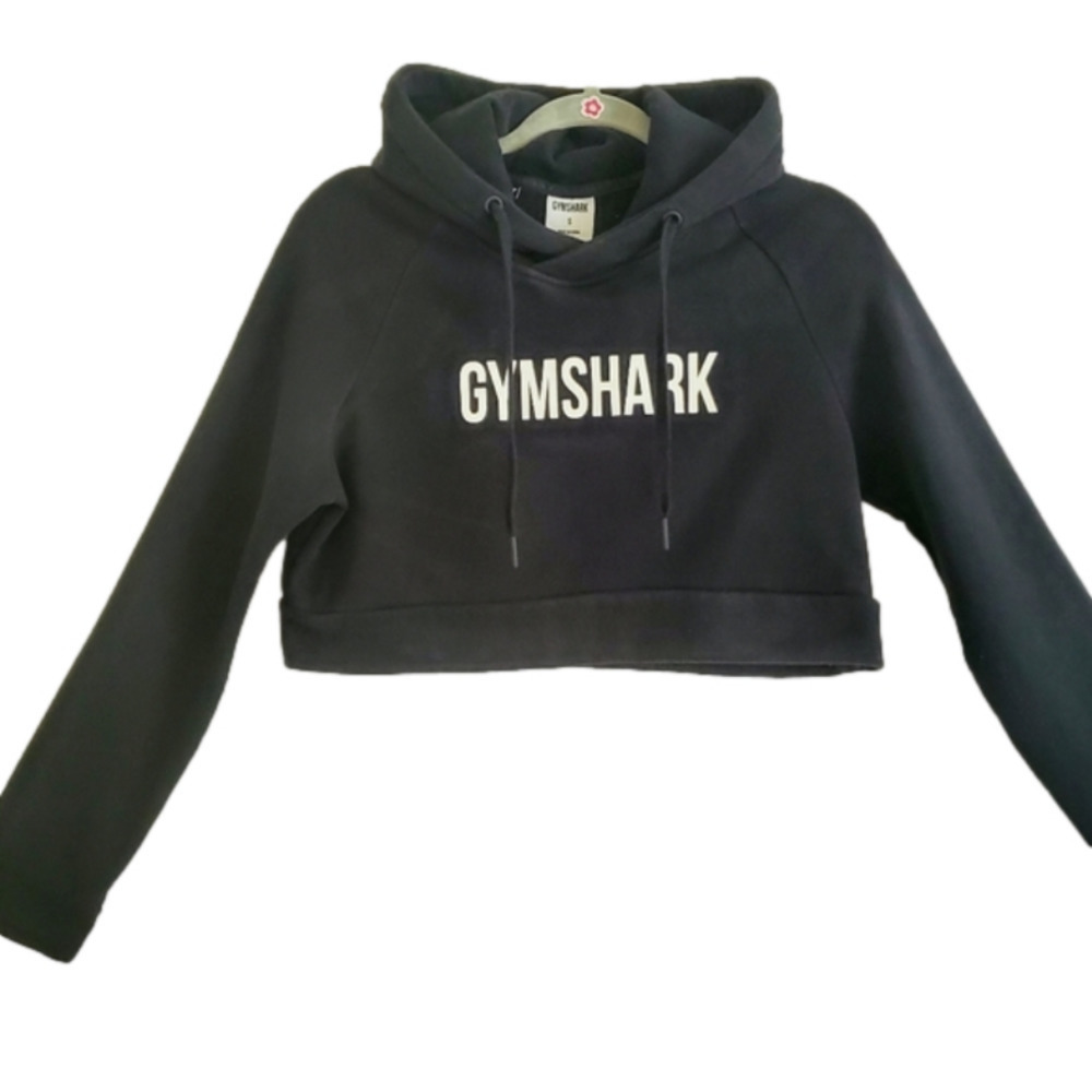 Gymshark Cropped Hoodie Black Size S EUC